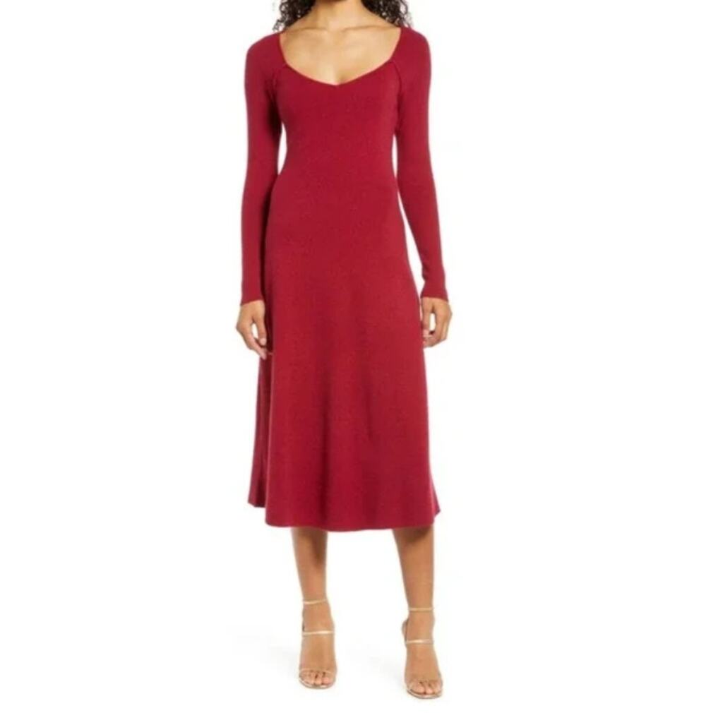 Rachel Parcell Sweetheart Knit Long Sleeve Dress Size Medium